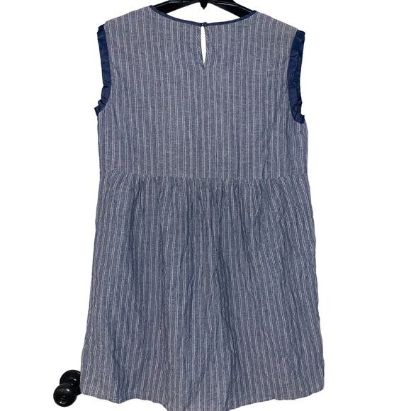 Savanna Jane size Large Embroidered Sleeveless Chambray Mini Dress Boho Southern - Picture 9 of 11